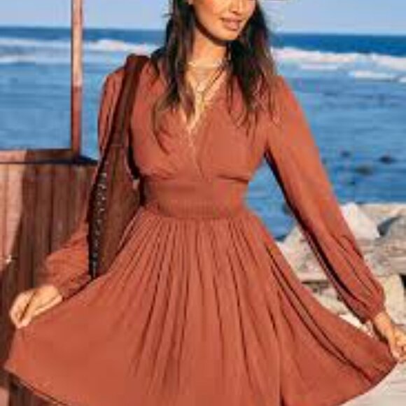 NWT Cupshe Floral Mockneck Long Sleeve Ruffle Cuff Mini Dress size Small - Picture 3 of 12